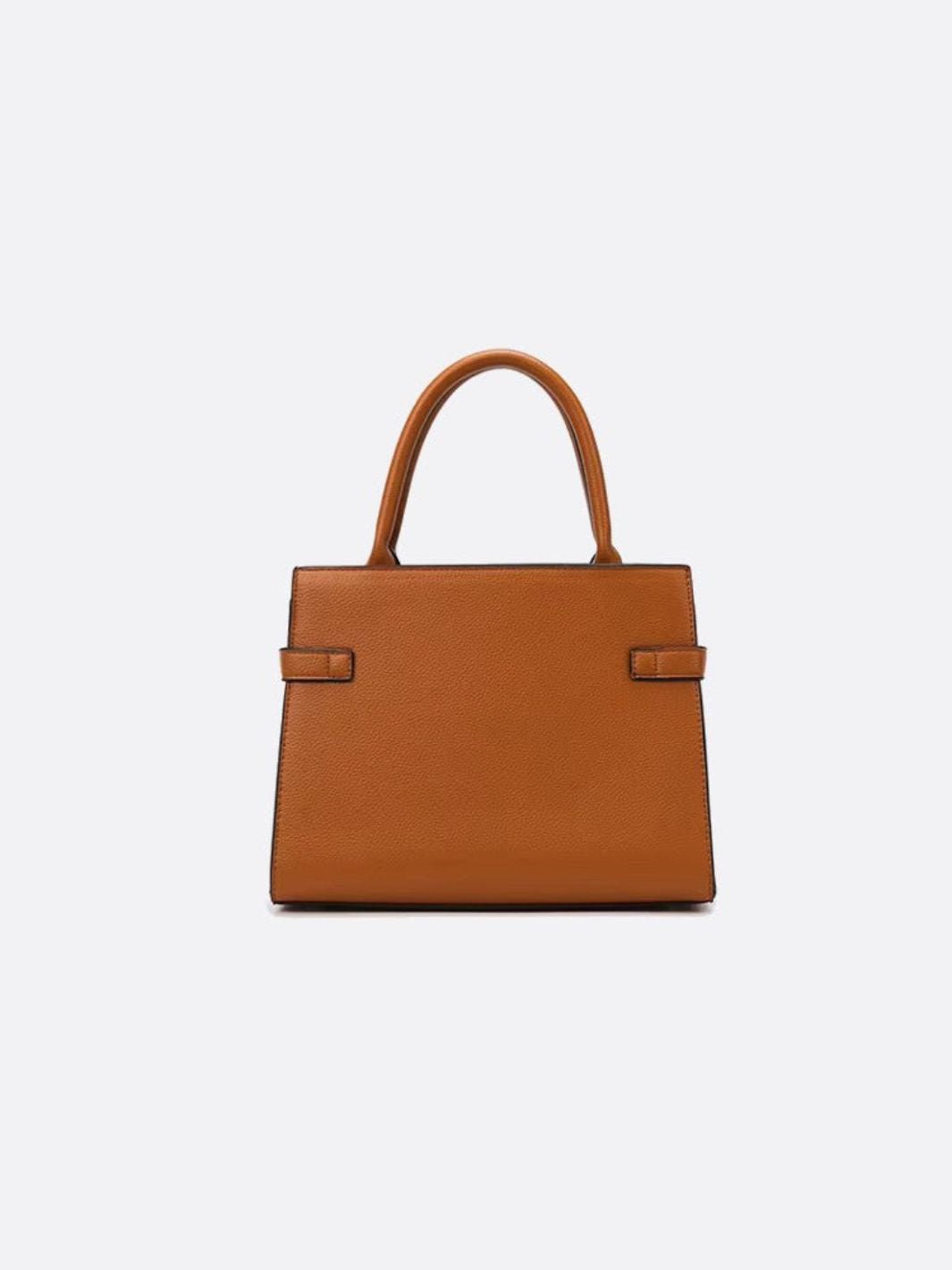 Aurora Signature Trapeze Bag – Structured Handbag with Turn - Lock Closure - in Camel | Arvea Bags