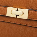Aurora Signature Trapeze Bag – Structured Handbag with Turn - Lock Closure - in Camel | Arvea Bags