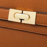 Aurora Signature Trapeze Bag – Structured Handbag with Turn - Lock Closure - in Camel | Arvea Bags