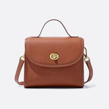 Aurora Signature Trapeze Bag – Structured Handbag with Turn - Lock Closure - in Camel | Arvea Bags
