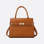 Aurora Signature Trapeze Bag – Structured Handbag with Turn - Lock Closure - in Camel | Arvea Bags