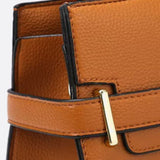 Aurora Signature Trapeze Bag – Structured Handbag with Turn - Lock Closure - in Camel | Arvea Bags