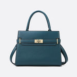 Aurora Signature Trapeze Bag – Structured Handbag with Turn - Lock Closure - in Duck Blue | Arvea Bags
