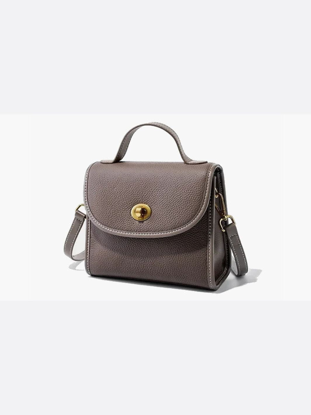 Aurora Signature Trapeze Bag – Structured Handbag with Turn - Lock Closure - in Grey | Arvea Bags
