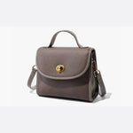 Aurora Signature Trapeze Bag – Structured Handbag with Turn - Lock Closure - in Grey | Arvea Bags