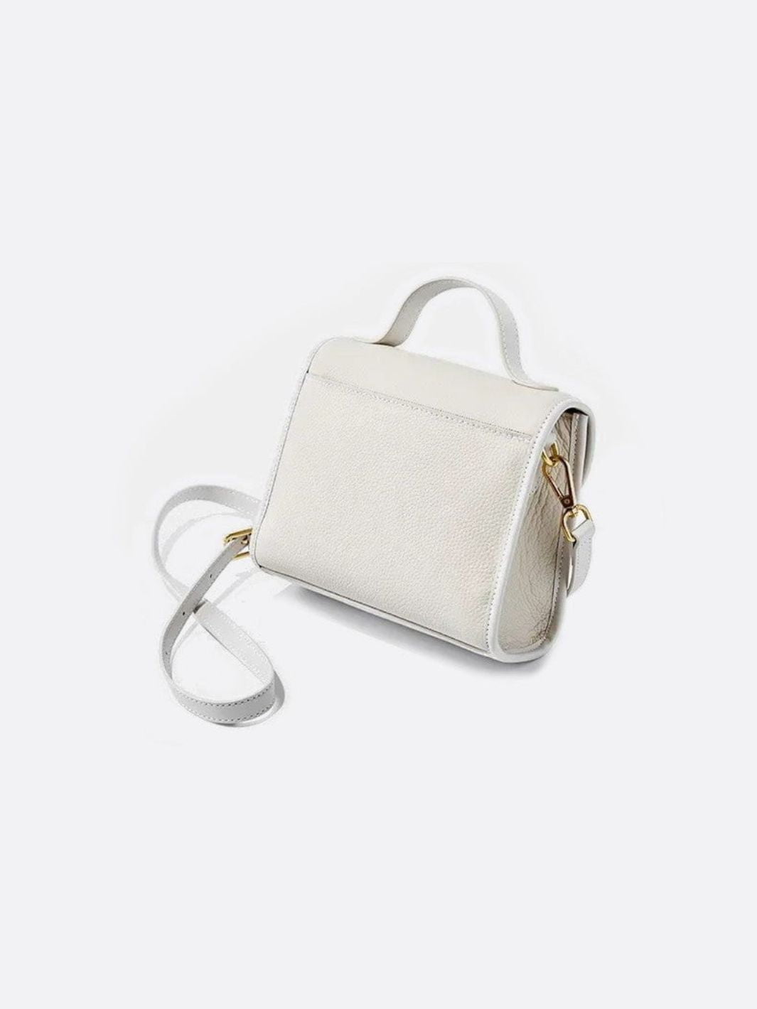 Aurora Signature Trapeze Bag – Structured Handbag with Turn - Lock Closure - in Ivory | Arvea Bags