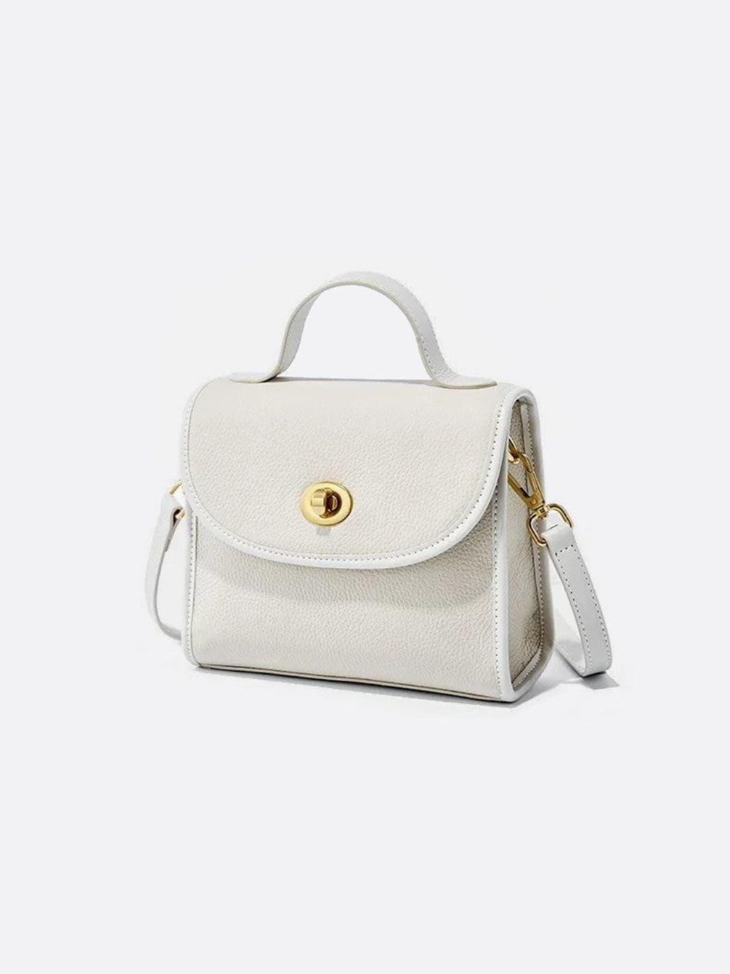 Aurora Signature Trapeze Bag – Structured Handbag with Turn - Lock Closure - in Ivory | Arvea Bags