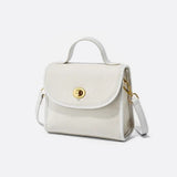Aurora Signature Trapeze Bag – Structured Handbag with Turn - Lock Closure - in Ivory | Arvea Bags