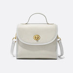 Aurora Signature Trapeze Bag – Structured Handbag with Turn - Lock Closure - in Ivory | Arvea Bags