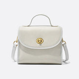 Aurora Signature Trapeze Bag – Structured Handbag with Turn - Lock Closure - in Ivory | Arvea Bags