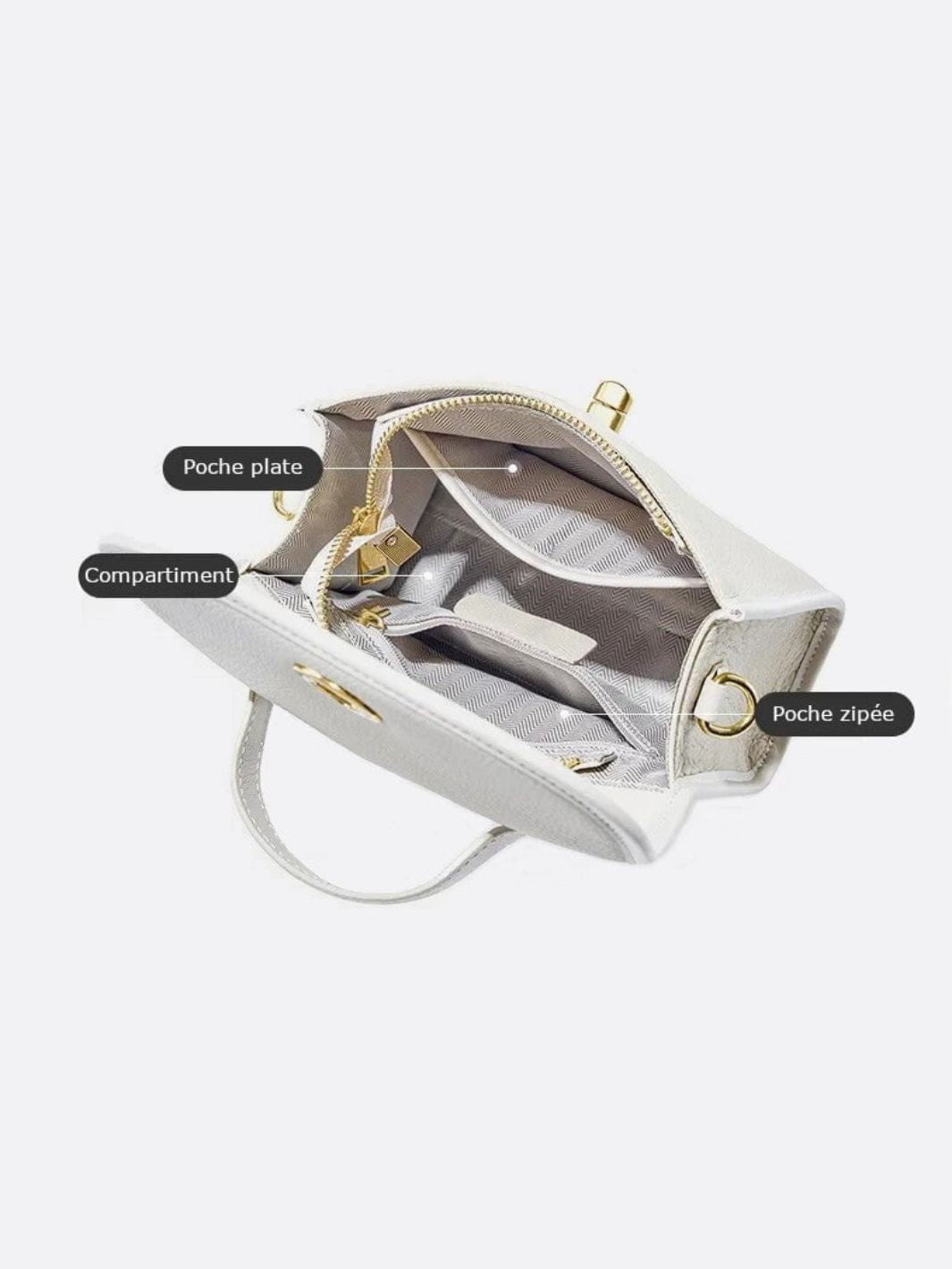 Aurora Signature Trapeze Bag – Structured Handbag with Turn - Lock Closure - in Ivory | Arvea Bags