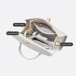 Aurora Signature Trapeze Bag – Structured Handbag with Turn - Lock Closure - in Ivory | Arvea Bags