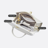 Aurora Signature Trapeze Bag – Structured Handbag with Turn - Lock Closure - in Ivory | Arvea Bags