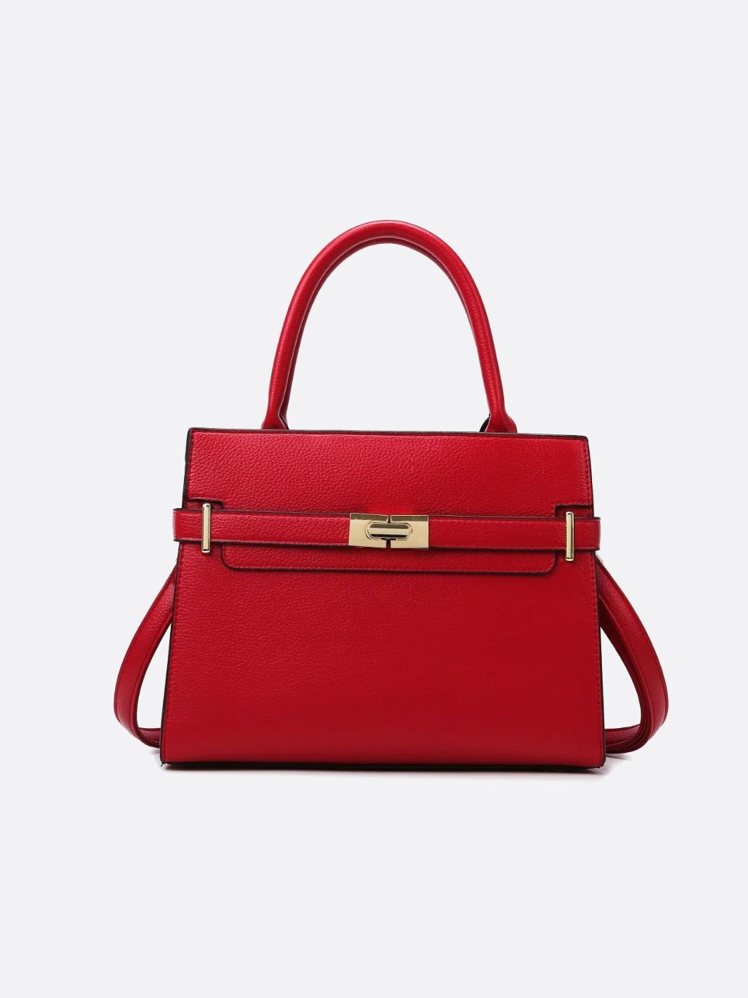 Aurora Signature Trapeze Bag – Structured Handbag with Turn - Lock Closure - in Red | Arvea Bags