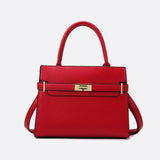 Aurora Signature Trapeze Bag – Structured Handbag with Turn - Lock Closure - in Red | Arvea Bags