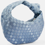 Aurora Woven Lamb Leather Hobo Bag – Light Blue Handmade in Italy - in Denim Blue | Arvea Bags