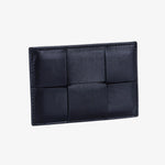 Ava | Black Woven Leather Cardholder – Sleek & Minimalist - in Black | Arvea Bags