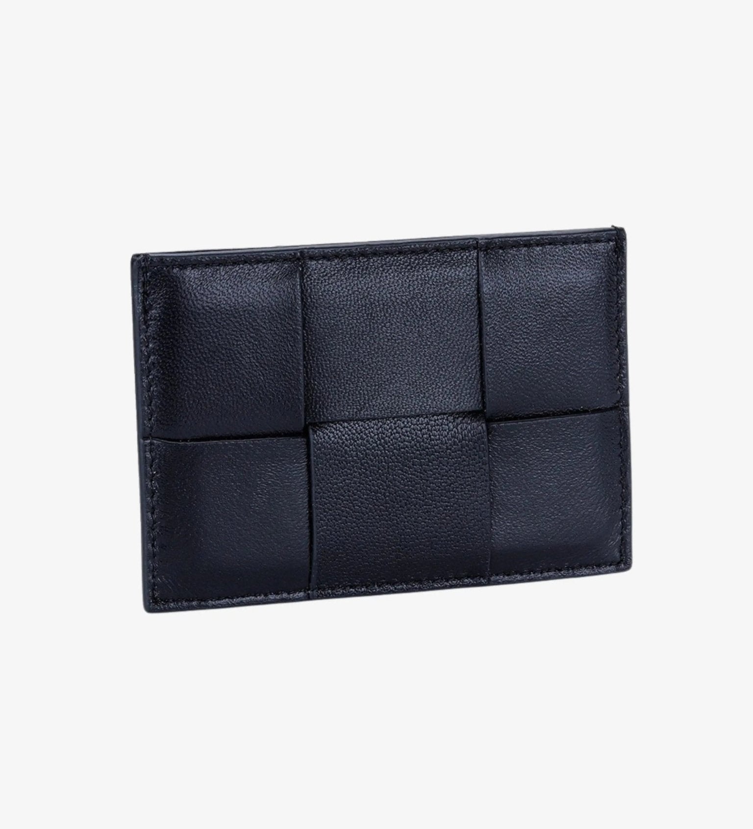 Ava | Black Woven Leather Cardholder – Sleek & Minimalist - in Black | Arvea Bags