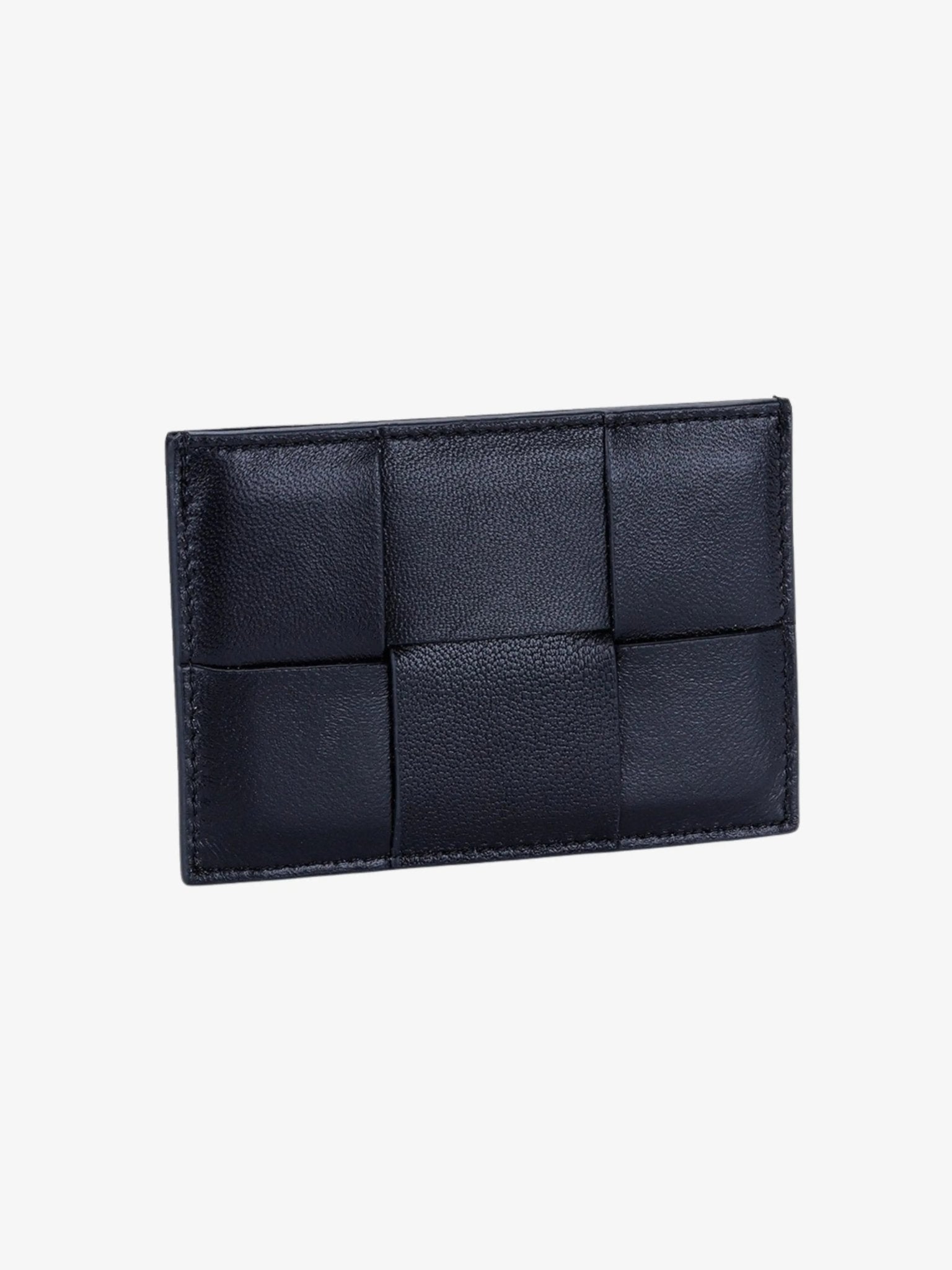 Ava | Black Woven Leather Cardholder – Sleek & Minimalist - in Black | Arvea Bags