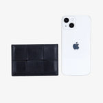 Ava | Black Woven Leather Cardholder – Sleek & Minimalist - in Black | Arvea Bags