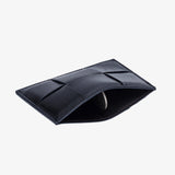Ava | Black Woven Leather Cardholder – Sleek & Minimalist - in Black | Arvea Bags
