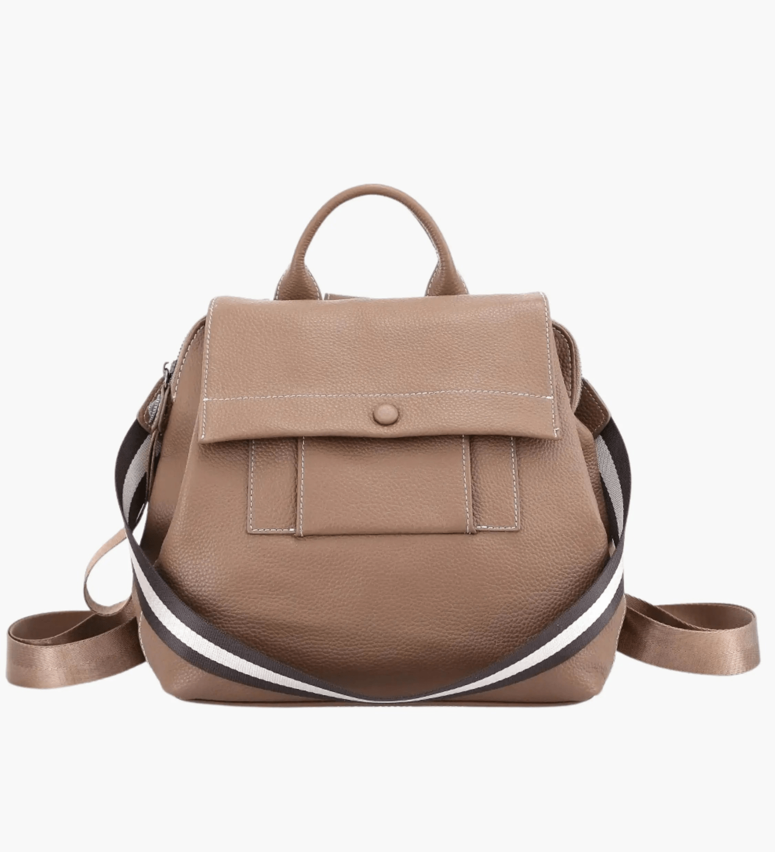Ava | Modern Taupe Leather Backpack – Effortless Elegance - in Khaki | Arvea Bags