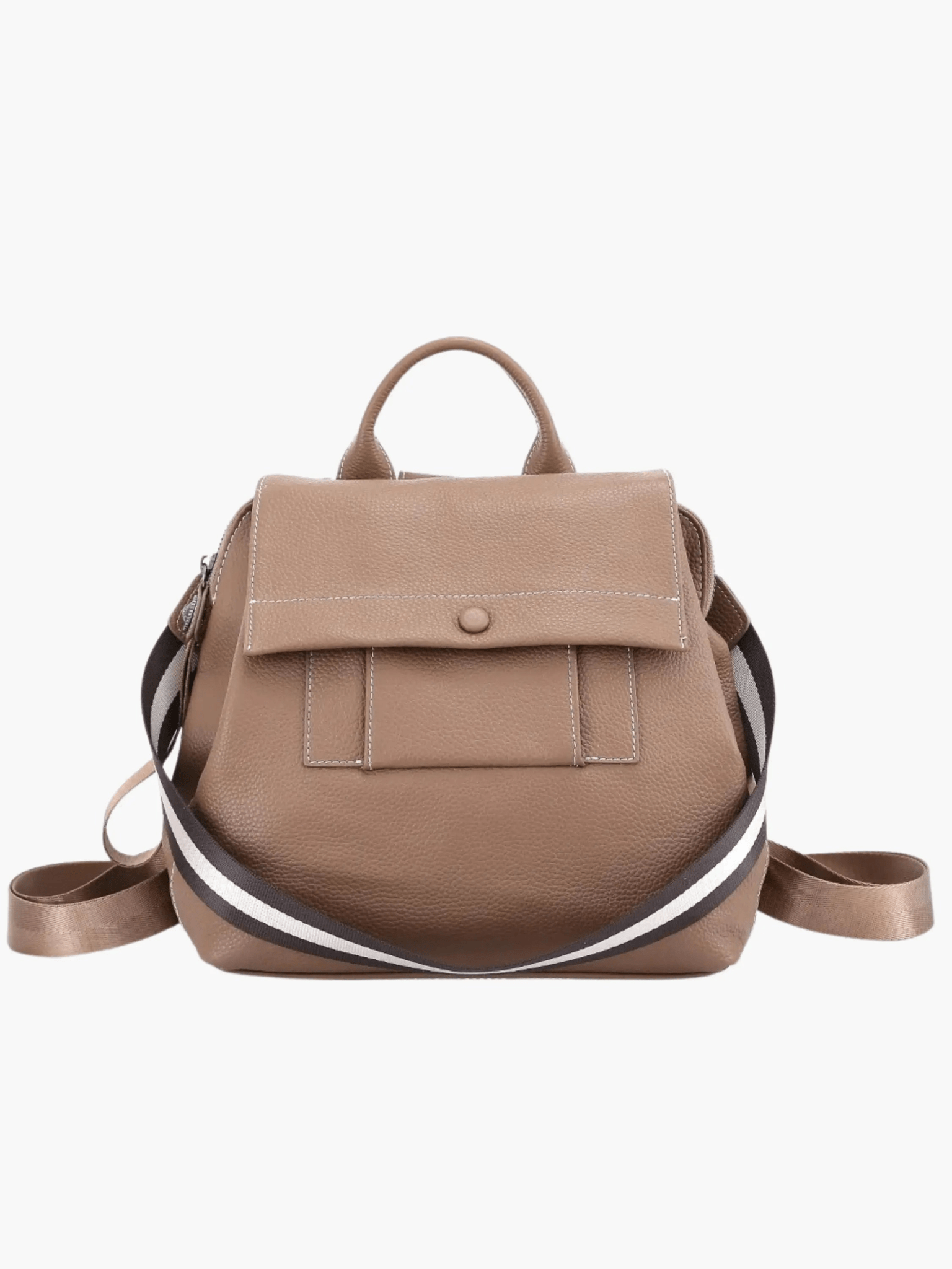 Ava | Modern Taupe Leather Backpack – Effortless Elegance - in Khaki | Arvea Bags
