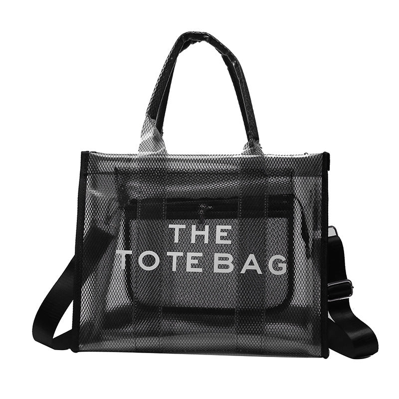 Ava | Neon Orange Mesh Tote Bag – Bold & Trendy - in Black | Arvea Bags