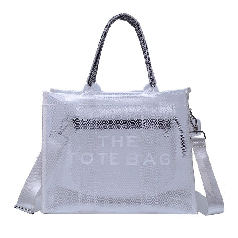 Ava | Neon Orange Mesh Tote Bag – Bold & Trendy - in Clear | Arvea Bags