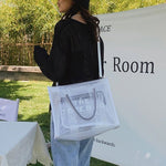 Ava | Neon Orange Mesh Tote Bag – Bold & Trendy - in Clear | Arvea Bags