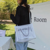 Ava | Neon Orange Mesh Tote Bag – Bold & Trendy - in Clear | Arvea Bags