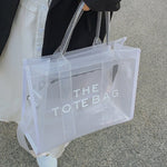 Ava | Neon Orange Mesh Tote Bag – Bold & Trendy - in Clear | Arvea Bags