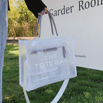 Ava | Neon Orange Mesh Tote Bag – Bold & Trendy - in Clear | Arvea Bags
