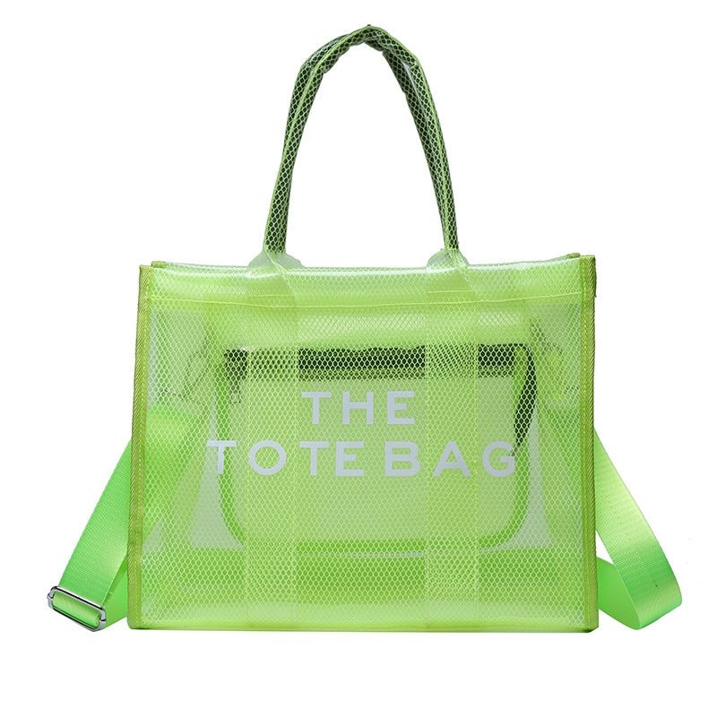 Ava | Neon Orange Mesh Tote Bag – Bold & Trendy - in Green | Arvea Bags