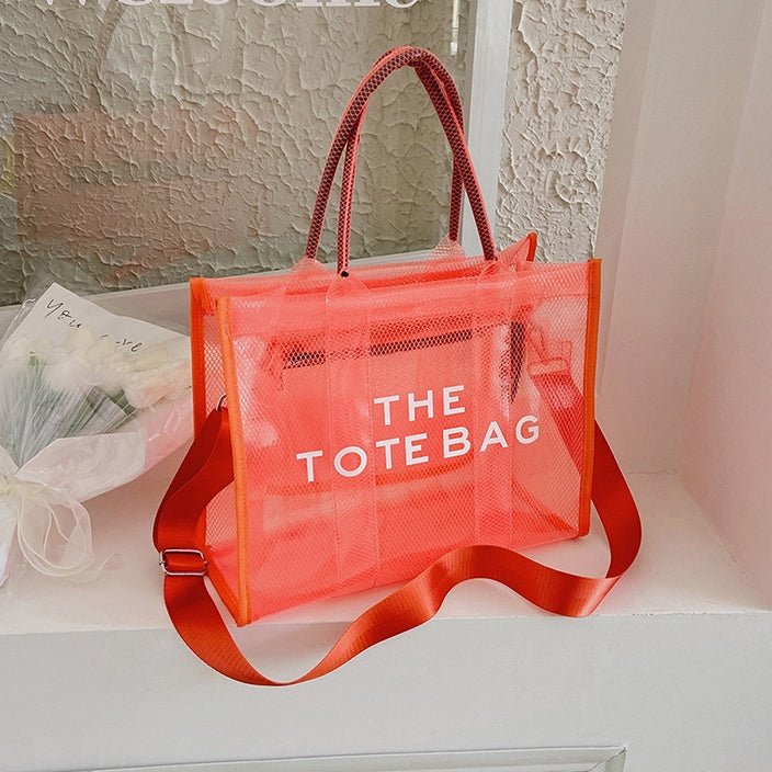 Ava | Neon Orange Mesh Tote Bag – Bold & Trendy - in Orange | Arvea Bags
