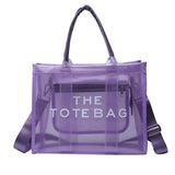 Ava | Neon Orange Mesh Tote Bag – Bold & Trendy - in Purple | Arvea Bags