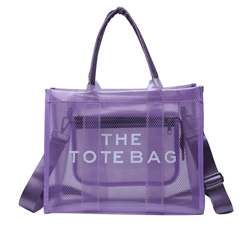 Ava | Neon Orange Mesh Tote Bag – Bold & Trendy - in Purple | Arvea Bags