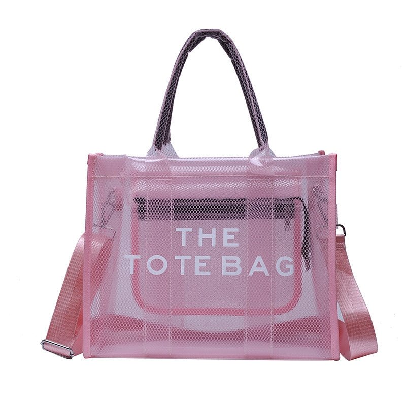 Ava | Neon Orange Mesh Tote Bag – Bold & Trendy - in Salmon Pink | Arvea Bags