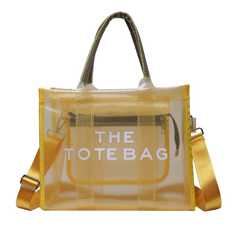 Ava | Neon Orange Mesh Tote Bag – Bold & Trendy - in Yellow | Arvea Bags