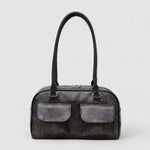 Ava | Vintage Black Leather Shoulder Bag – Timeless & Practical - in Black | Arvea Bags