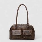 Ava | Vintage Black Leather Shoulder Bag – Timeless & Practical - in Brown | Arvea Bags