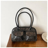 Ava | Vintage Black Leather Shoulder Bag – Timeless & Practical - in Brown | Arvea Bags