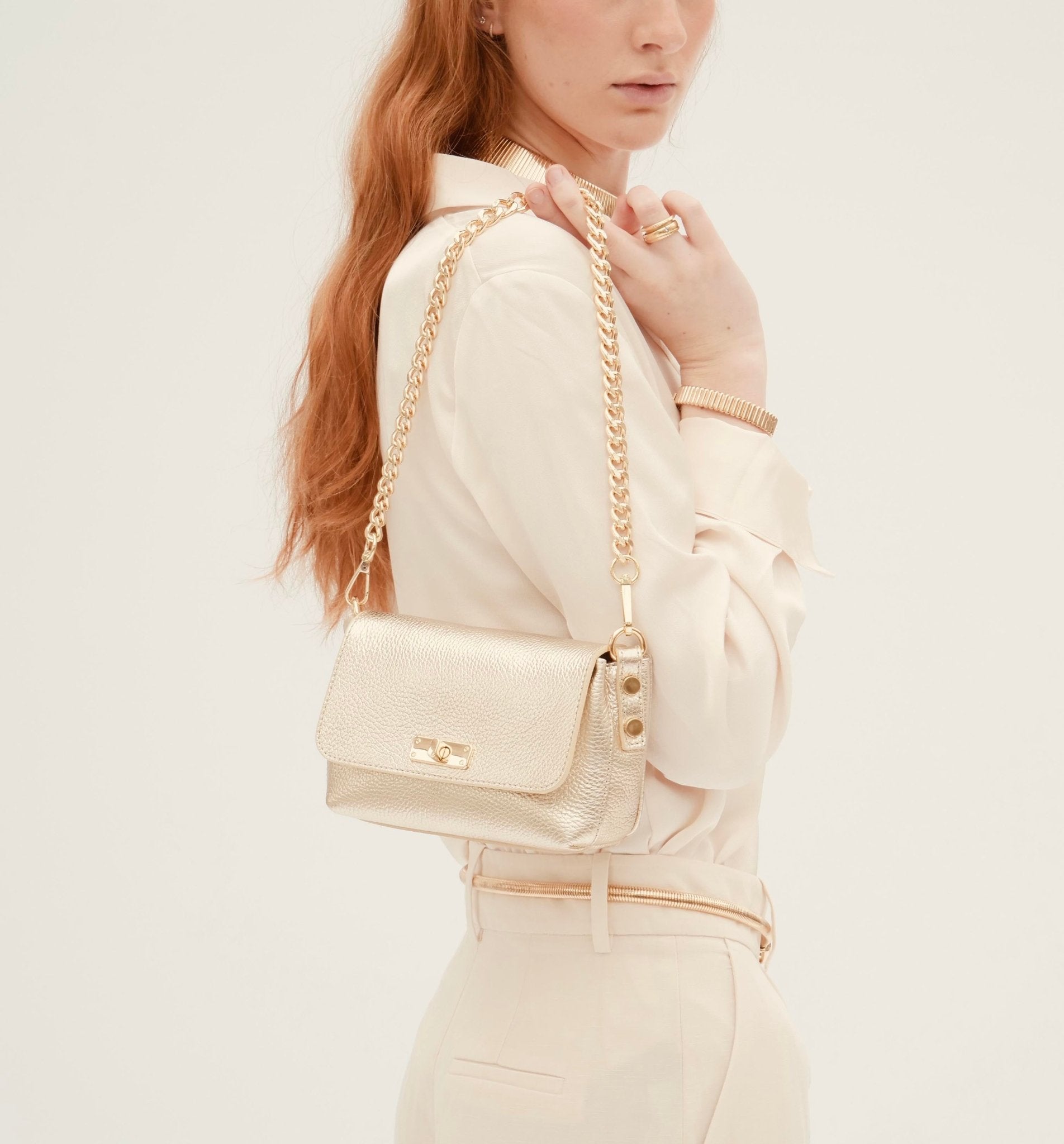 Azariah | Elegant Gold Chain Strap – Luxe & Versatile Accessory - in Gold | Arvea Bags