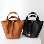 Azrielle | Premium Vegan Leather Litchi Grain Buckle Bag with Top Handle & Inner Pouch - in Yellow | Arvea Bags