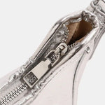 Baguette bag with chain strap and metallic finish - in Silver | Arvea Bags