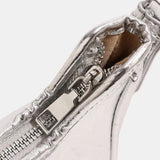 Baguette bag with chain strap and metallic finish - in Silver | Arvea Bags