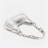 Baguette bag with chain strap and metallic finish - in Silver | Arvea Bags