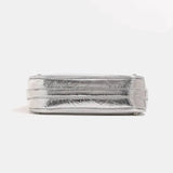 Baguette bag with chain strap and metallic finish - in Silver | Arvea Bags