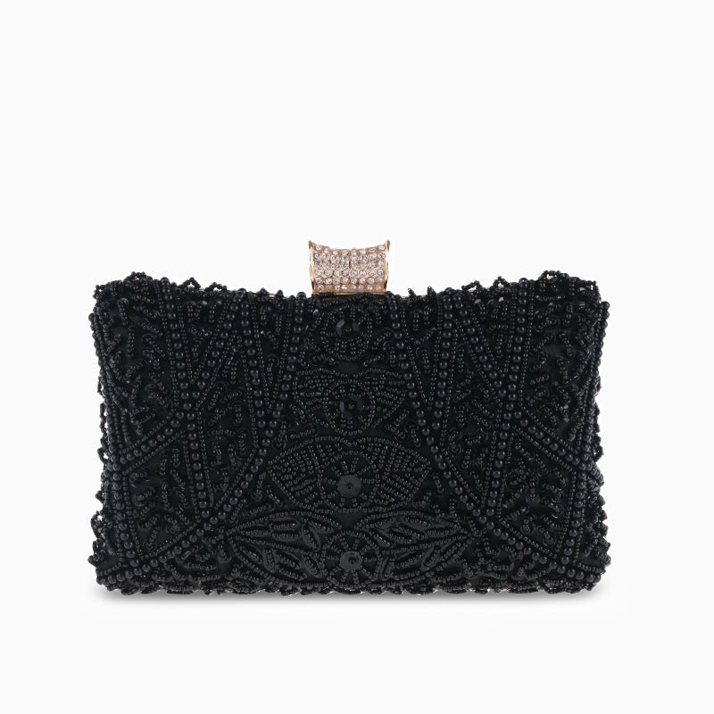 Beaded Clutch – Vintage Crystal Evening Bag - in Black | Arvea Bags