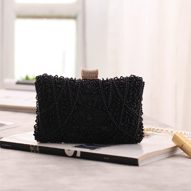 Beaded Clutch – Vintage Crystal Evening Bag - in Black | Arvea Bags